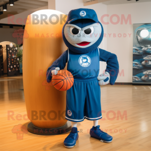 Navy Basketball Ball mascot costume character dressed with a Bermuda Shorts and Cummerbunds