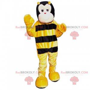Søt svart og gul bie maskot