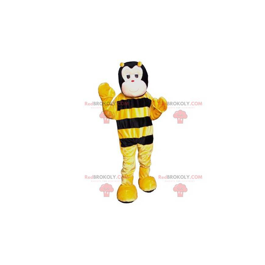 Roztomilý černý a žlutý včelí maskot - Redbrokoly.com