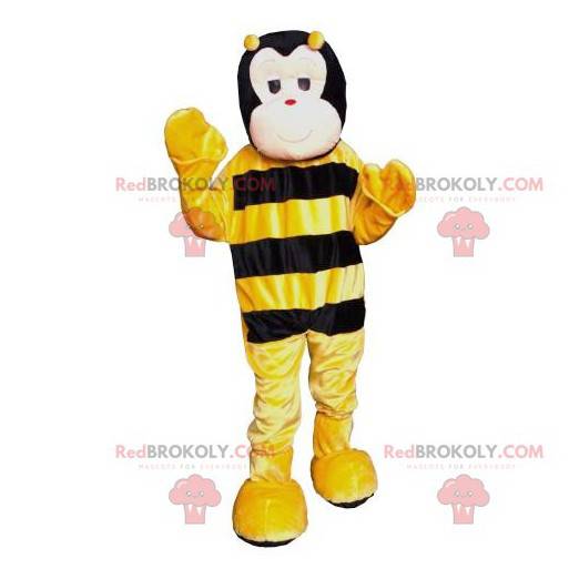 Söt svart och gul bi maskot - Redbrokoly.com