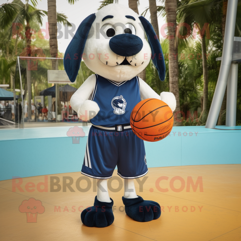 Navy Basketball Ball mascot costume character dressed with a Bermuda Shorts and Cummerbunds