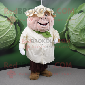 Beige Corned Beef And Cabbage mascot costume character dressed with a Poplin Shirt and Cufflinks
