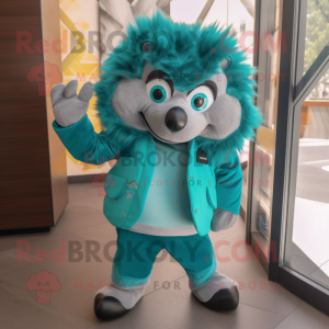 Teal Hedgehog maskot kostym...