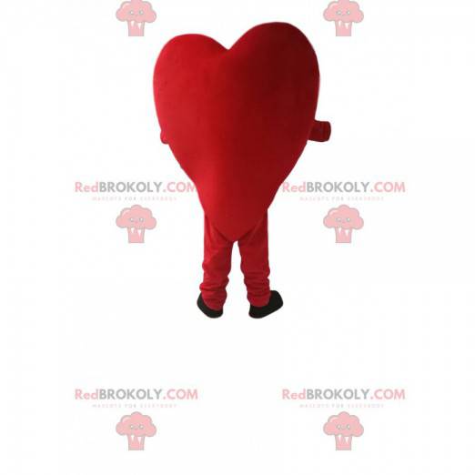 Veldig glad rød hjerte maskot. Hjertedrakt - Redbrokoly.com