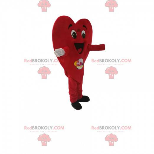 Mascotte cuore rosso molto felice. Costume da cuore -