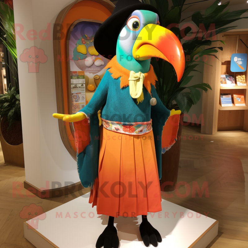 nan Toucan mascot costume character dressed with a A-Line Dress and Brooches