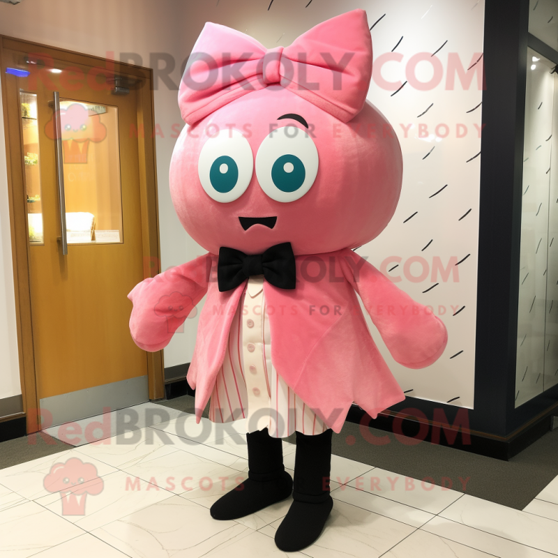 Pink Lasagna mascot costume character dressed with a Coat and Bow ties Pink Lasagna mascot costume character dressed with a Coat and Bow ties