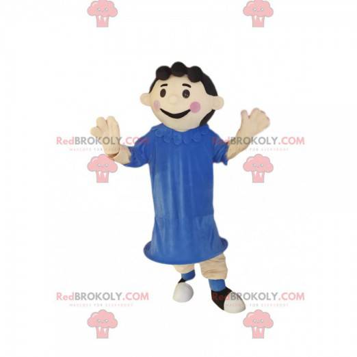 Mascotte de petite fille avec une robe bleue. - Redbrokoly.com