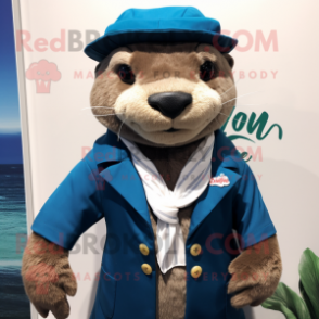 nan Otter mascot costume character dressed with a Blazer and Beanies