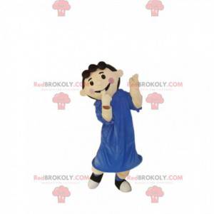 Mascotte de petite fille avec une robe bleue. - Redbrokoly.com