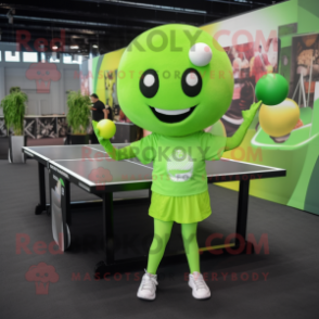 Lime Green Ping Pong Table mascot costume character dressed with a Leggings and Headbands