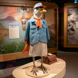 nan Passenger Pigeon mascot costume character dressed with a Running Shorts and Hat pins