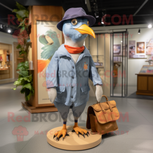 nan Passenger Pigeon mascot costume character dressed with a Running Shorts and Hat pins