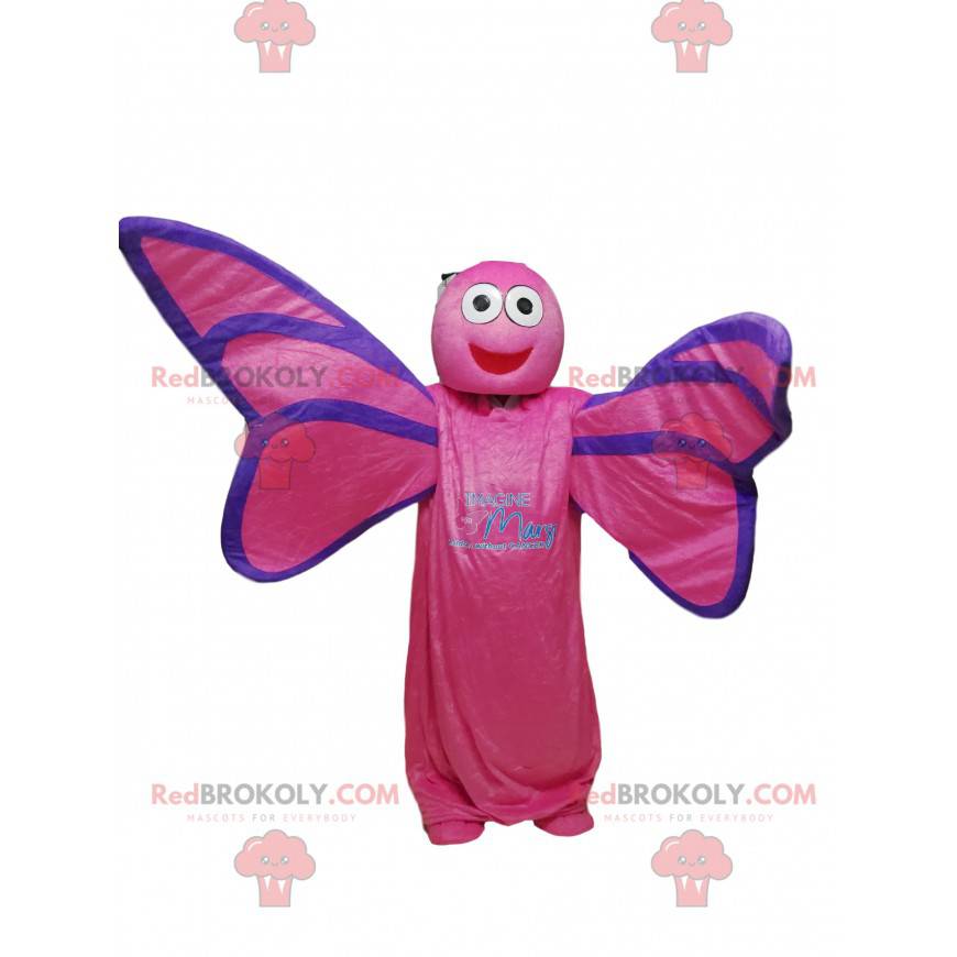 Mascotte de papillon fushia. Costume de papillon -