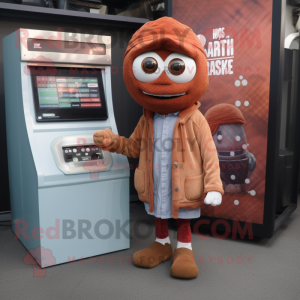 Rust Meatballs mascot costume character dressed with a Cardigan and Keychains