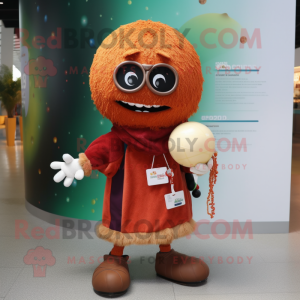 Rust Meatballs mascot costume character dressed with a Cardigan and Keychains