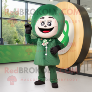 Forest Green Donut mascot costume character dressed with a Parka and Ties