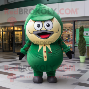 Forest Green Donut mascot costume character dressed with a Parka and Ties