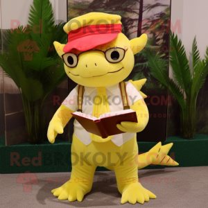 Gul Axolotls maskot kostume...