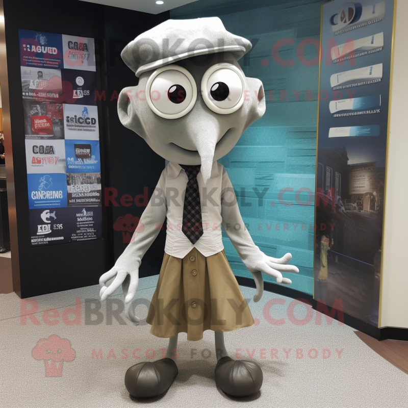 Gray Squid mascot costume character dressed with a Dress Shirt and Scarves Gray Squid mascot costume character dressed with a Dress Shirt and Scarves