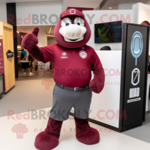 Maroon Alliance mascot costume character dressed with a Polo Tee and Bracelets