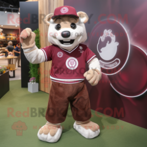 Maroon Alliance mascot costume character dressed with a Polo Tee and Bracelets