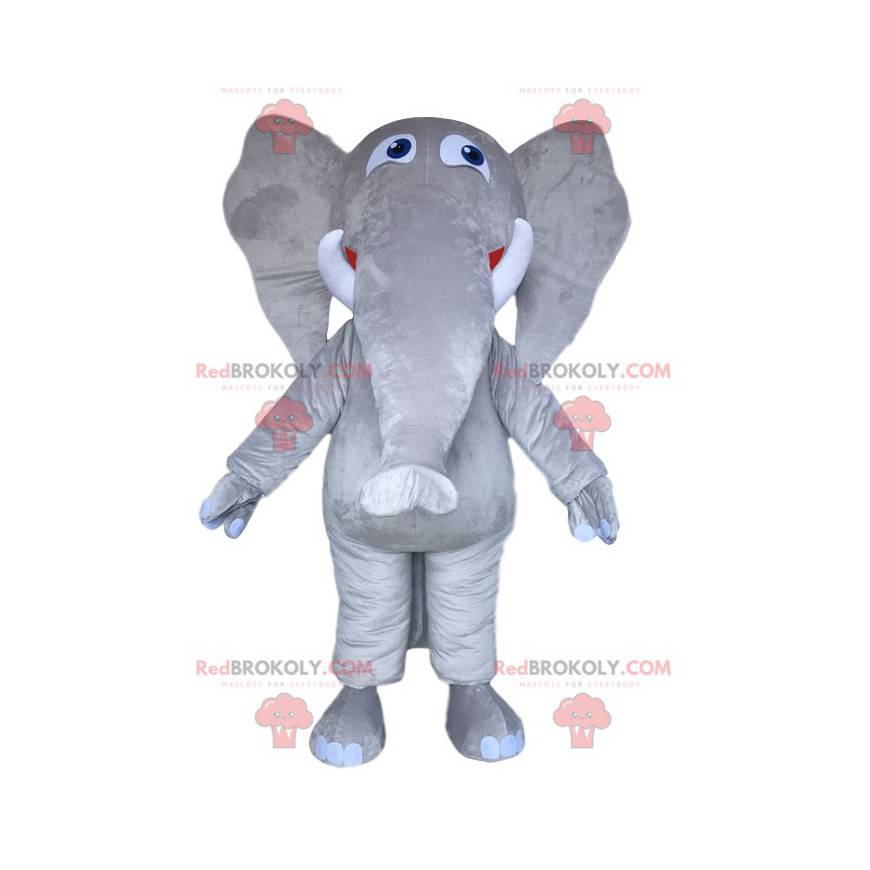Maestosa mascotte elefante grigio. Costume da elefante grigio -