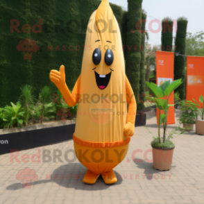 Gold Carrot mascot costume character dressed with a Sheath Dress and Wallets