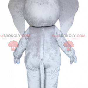 Mascote do elefante cinza majestoso. Fantasia de elefante cinza