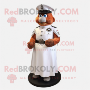 Rust Police Officer mascot costume character dressed with a Wedding Dress and Bracelet watches