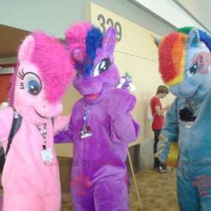 3 mascottes van veelkleurige pony-eenhoorns - Redbrokoly.com