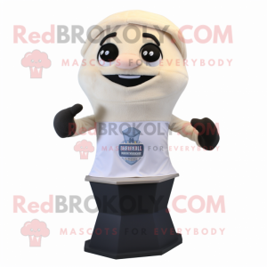 Cream Hourglass mascot costume character dressed with a Tank Top and Headbands