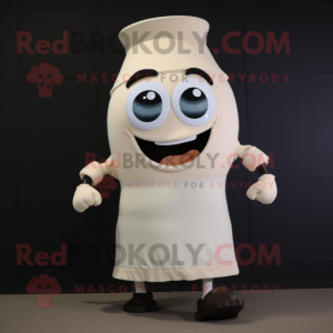 Cream Hourglass mascot costume character dressed with a Tank Top and Headbands