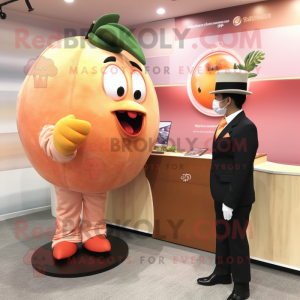 Peach Steak mascot costume character dressed with a Suit and Watches