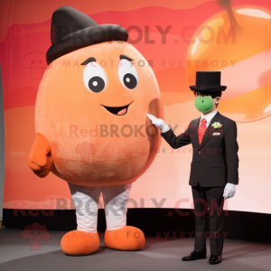 Peach Steak mascot costume character dressed with a Suit and Watches