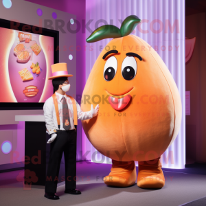 Peach Steak mascot costume character dressed with a Suit and Watches