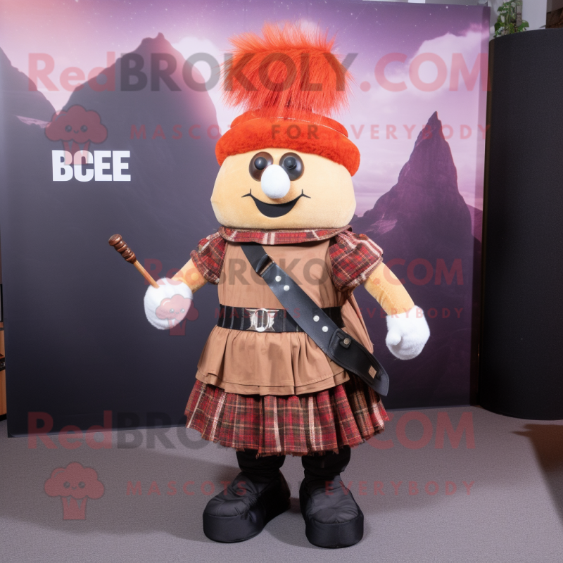Rust Bagpipe mascot costume character dressed with a Empire Waist Dress and Foot pads Rust Bagpipe mascot costume character dressed with a Empire Waist Dress and Foot pads