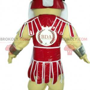 Mascota guerrera romana con armadura. Disfraz de guerrero. -