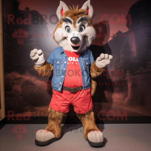 Red Wolf maskot kostume...