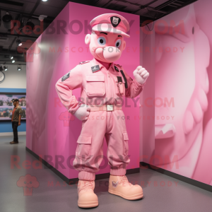 Rosa soldat maskot kostym...