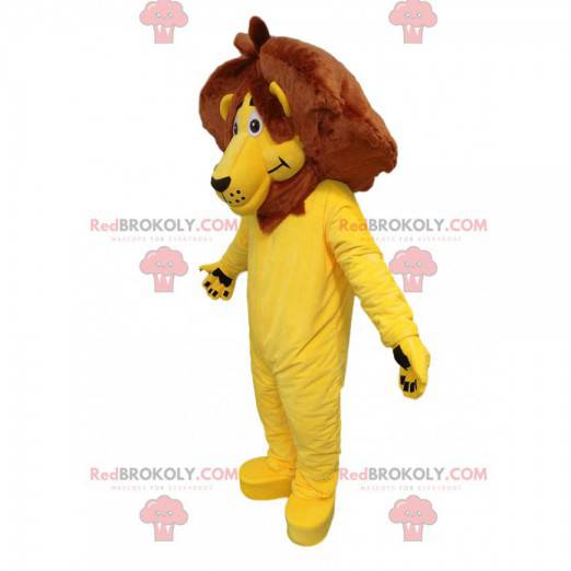 Mascotte de lion jaune originale. Costume de lion -