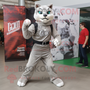 Silver Bobcat maskot kostym...