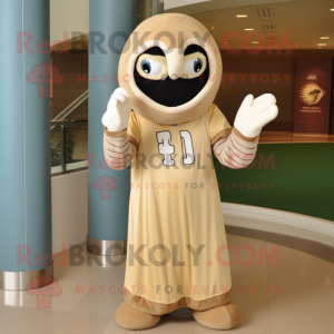 Tan American Football Helmet mascot costume character dressed with a Ball Gown and Shawls