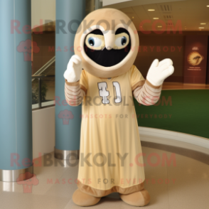 Tan American Football Helmet mascot costume character dressed with a Ball Gown and Shawls