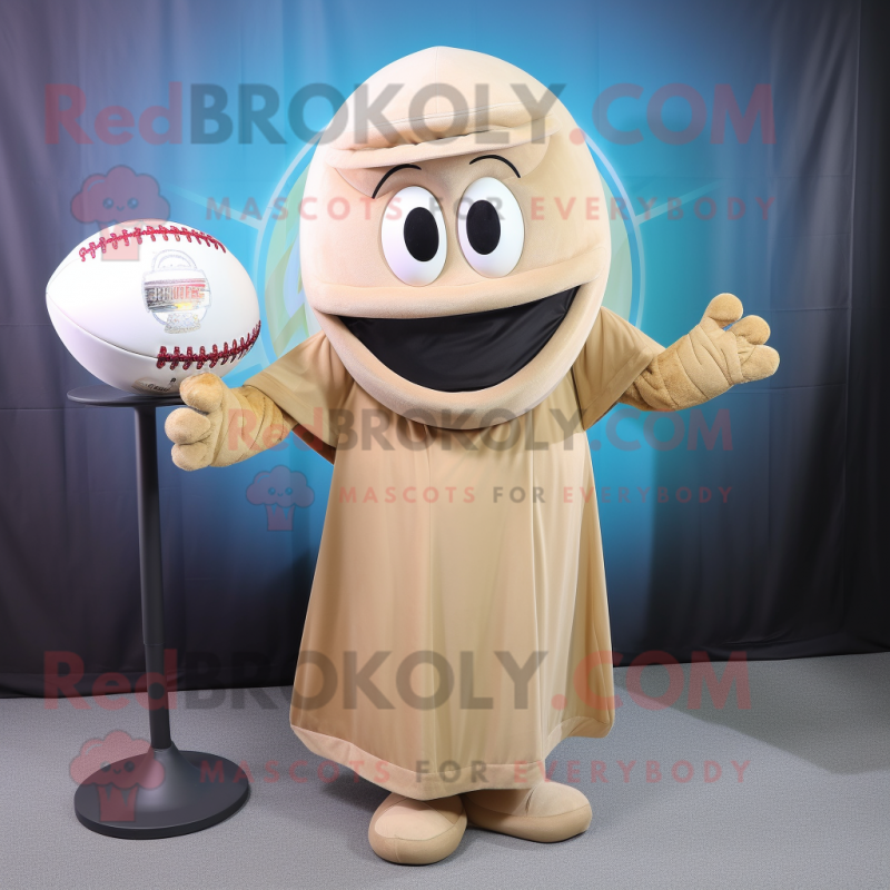 Tan American Football Helmet mascot costume character dressed with a Ball Gown and Shawls