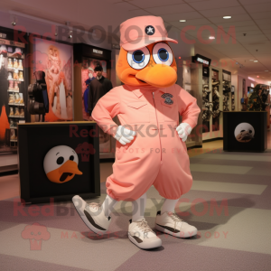 Peach Air Force Soldier mascot costume character dressed with a Running Shorts and Shoe clips