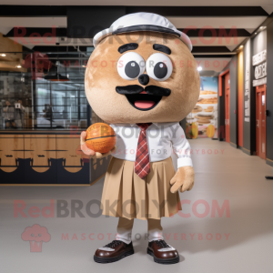 Tan Meatballs mascot costume character dressed with a Oxford Shirt and Anklets