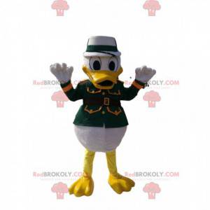 Donald mascot in green military dress. Donald costume -
