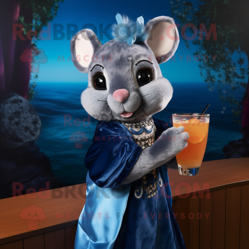 Navy Flying Squirrel mascot costume character dressed with a Cocktail Dress and Scarves