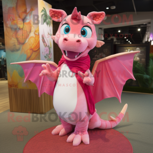 Pink Dragon maskot kostume...